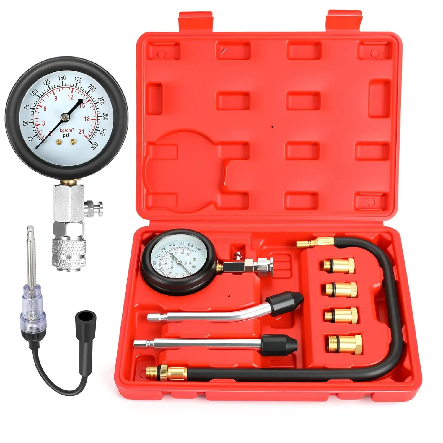 9pcs Compression Tester with Spark Plug Tester - 300PSI Engine Cylinder Gauge for Car & Motorcycle
9pcs Compression Tester with Spark Plug Tester - 300PSI Engine Cylinder Gauge for Car & Motorcycle