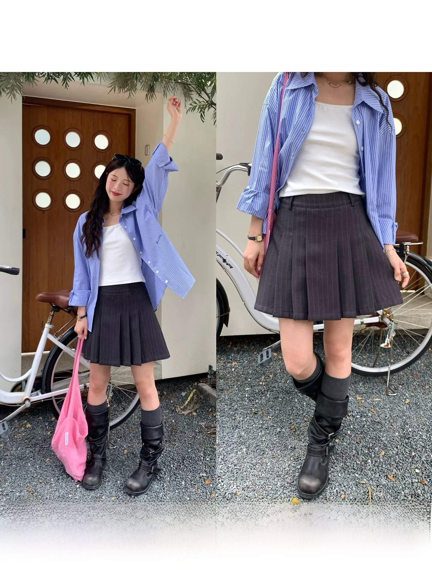 WHYSTUDIO Grey Stripe High Waist Pleated Skirt Women's Fashionable Spring New Arrival Half-length Skirts
WHYSTUDIO Grey Stripe High Waist Pleated Skirt Women's Fashionable Spring New Arrival Half-length Skirts