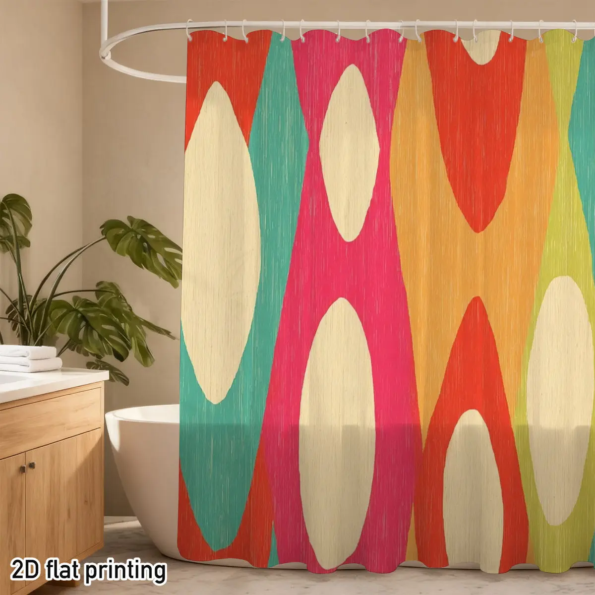 Ikat Geometric Shower Curtain 72x72 Polyester Washable – Curved Neutral & Multicolor Lines on Grey Textured Background, 12 Hooks
Ikat Geometric Shower Curtain 72x72 Polyester Washable – Curved Neutral & Multicolor Lines on Grey Textured Background, 12 Hooks