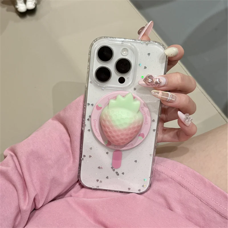 Korea's cute strawberry magnet Magsafe Smart Tok Phone case for iPhone 16 15 14 13 12 Pro Max Small Heart clear silicone Cases
Korea's cute strawberry magnet Magsafe Smart Tok Phone case for iPhone 16 15 14 13 12 Pro Max Small Heart clear silicone Cases