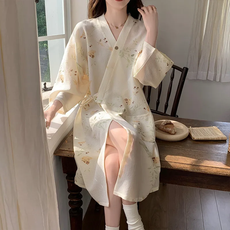 Cotton And Kimono Pajama Robe For Spring And Autumn Long-sleeved Cardigan Thin Bathrobe Pajama Clothes
Cotton And Kimono Pajama Robe For Spring And Autumn Long-sleeved Cardigan Thin Bathrobe Pajama Clothes