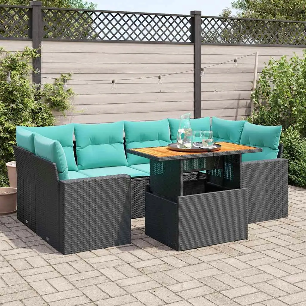 Cozy 7 Piece Outdoor Sofa Set with Cushions Black Rattan Garden Furniture
Cozy 7 Piece Outdoor Sofa Set with Cushions Black Rattan Garden Furniture