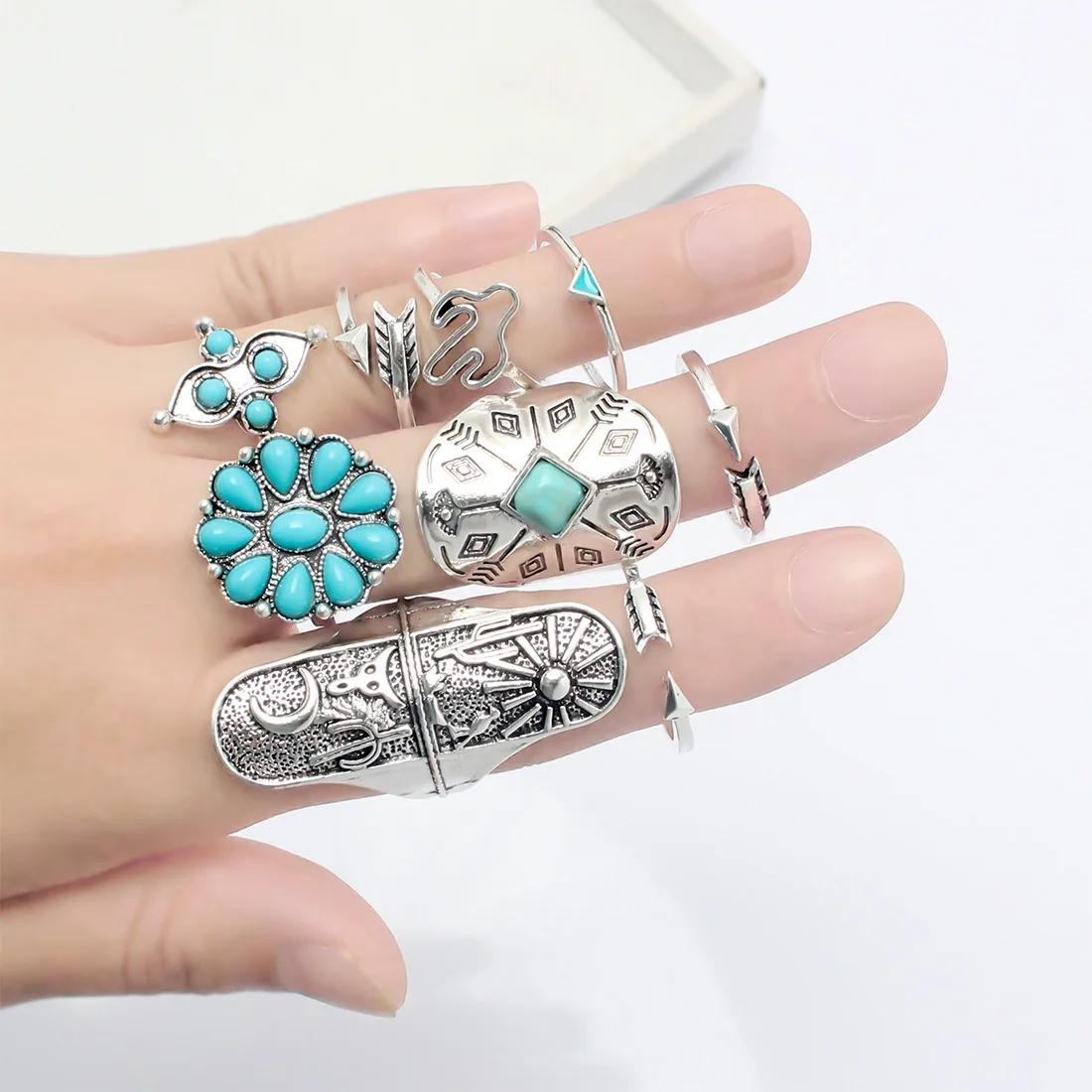 DIY accessories European and American cross-border imitation turquoise alloy ring combination turquoise rings F23890
DIY accessories European and American cross-border imitation turquoise alloy ring combination turquoise rings F23890