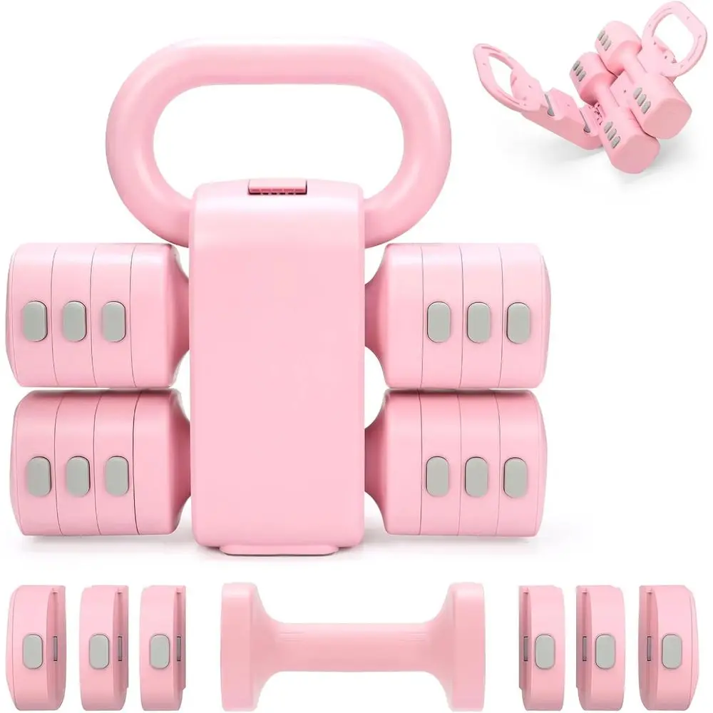 2-in-1 Convertible Kettlebell & Dumbbells Set, 4-in-1 Adjustable Weights, 2 Sets of 2.2-5.5lb for Women's Home Fitness
2-in-1 Convertible Kettlebell & Dumbbells Set, 4-in-1 Adjustable Weights, 2 Sets of 2.2-5.5lb for Women's Home Fitness
