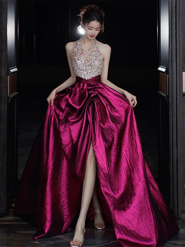 Элегантное длинное вечернее платье с открытой спиной для свадьбы, помолвки, выступлений, роскошное, легкое, для банкетов
Элегантное длинное вечернее платье с открытой спиной для свадьбы, помолвки, выступлений, роскошное, легкое, для банкетов