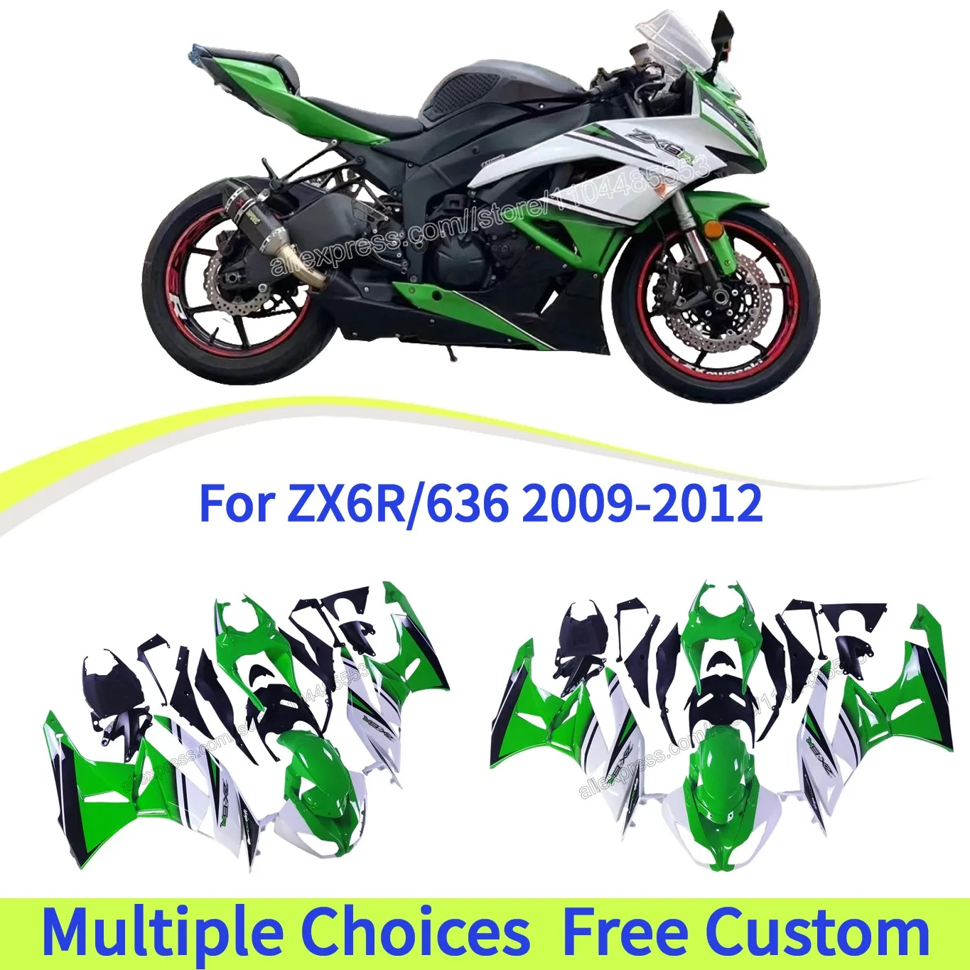 ZX-6R 2009 2012 Motorcycle Full Fairing Kit For KAWASAKI ZX6R 2010 2011 Ninja636 ZX 6R Body Parts Fairings
ZX-6R 2009 2012 Motorcycle Full Fairing Kit For KAWASAKI ZX6R 2010 2011 Ninja636 ZX 6R Body Parts Fairings