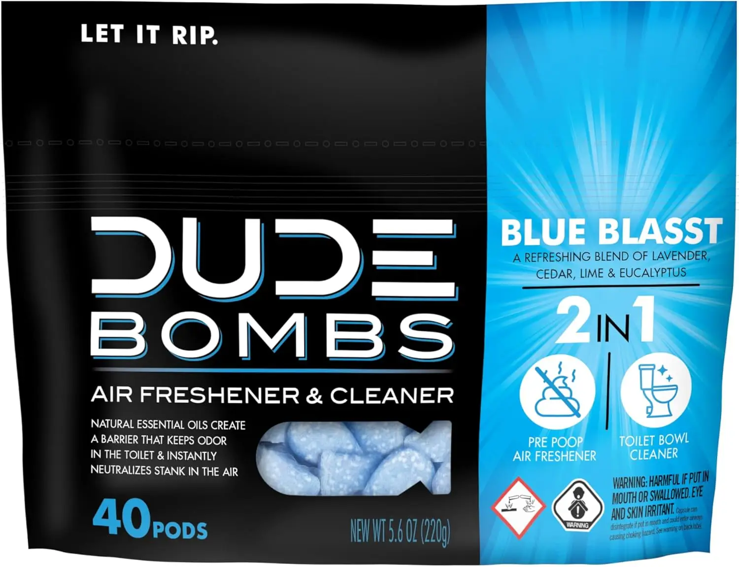 2-in-1 Toilet Bomb: Air Freshener & Bowl Cleaner, 40 Pods, Lavender Cedar Lime Eucalyptus
2-in-1 Toilet Bomb: Air Freshener & Bowl Cleaner, 40 Pods, Lavender Cedar Lime Eucalyptus