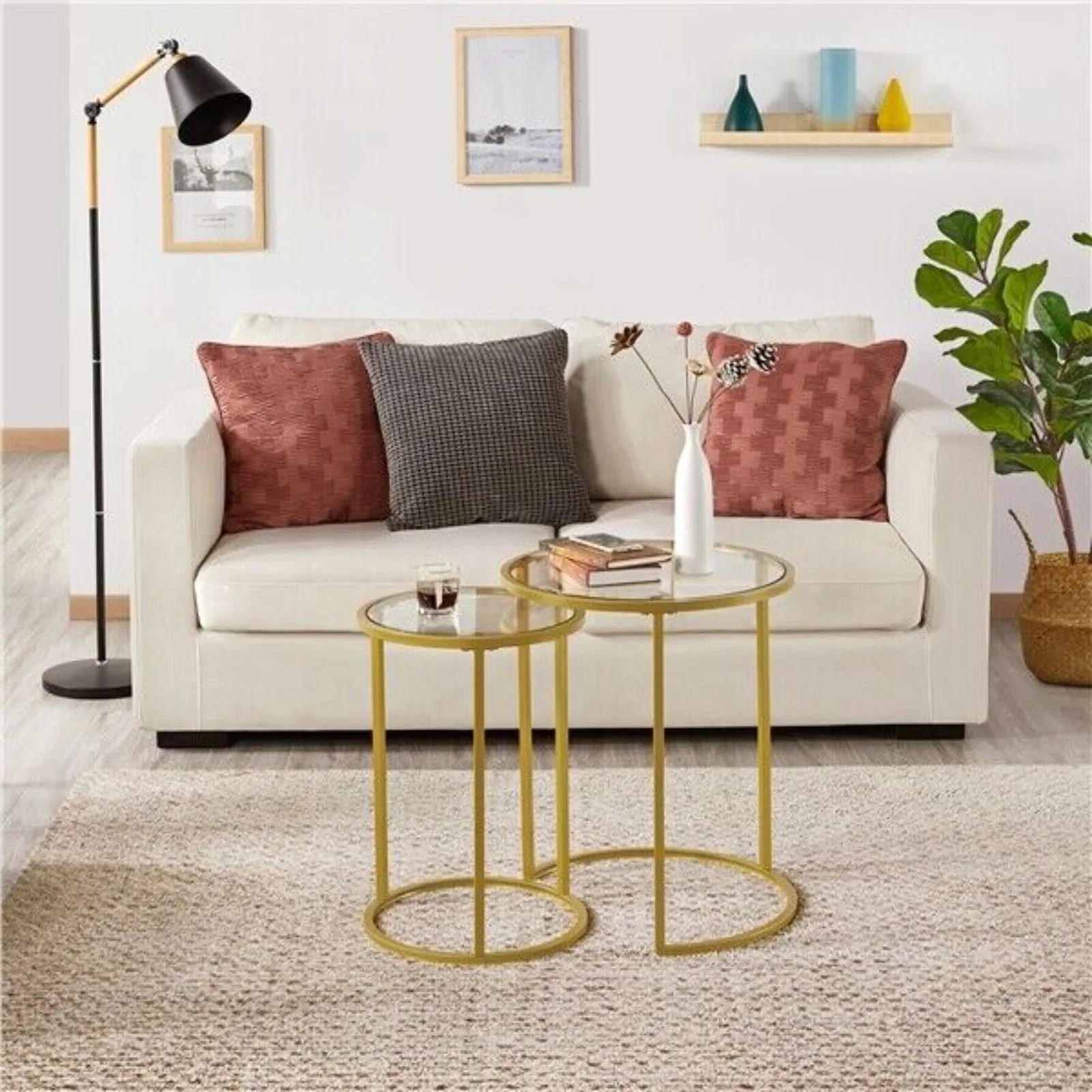 US Round Nesting End Table Set of 2, Sofa Side Table with Metal Frame and Glass Top
US Round Nesting End Table Set of 2, Sofa Side Table with Metal Frame and Glass Top