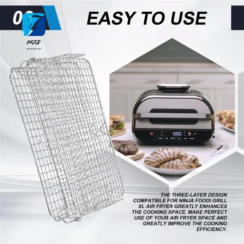 A55F-стойка для фритюрницы для Ninja Foodi Grill XL, многослойная стойка для дегидратора, подставка для тостов, аксессуары для фритюрницы
A55F-стойка для фритюрницы для Ninja Foodi Grill XL, многослойная стойка для дегидратора, подставка для тостов, аксессуары для фритюрницы