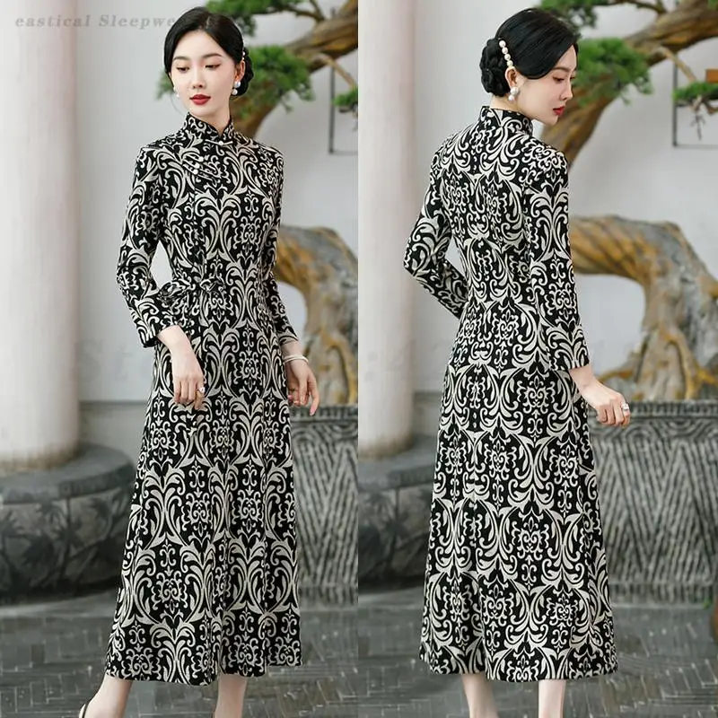 Fashion Printed Cheongsam Long Sleeved Slim Fit Qipao Women's Elegant Temperament Evening Party Gown New Chinese Style Dresses
Fashion Printed Cheongsam Long Sleeved Slim Fit Qipao Women's Elegant Temperament Evening Party Gown New Chinese Style Dresses