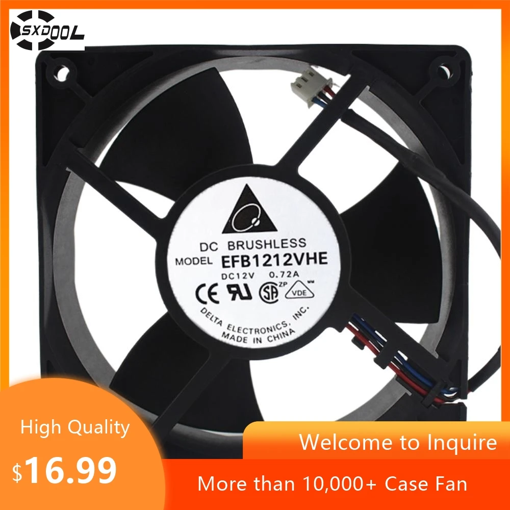 for Delta EFB1212VHE 12038 12cm 120mm DC 12V 0.72A Server Computer Chassis Cooling Fan, High Efficiency Cooler
for Delta EFB1212VHE 12038 12cm 120mm DC 12V 0.72A Server Computer Chassis Cooling Fan, High Efficiency Cooler