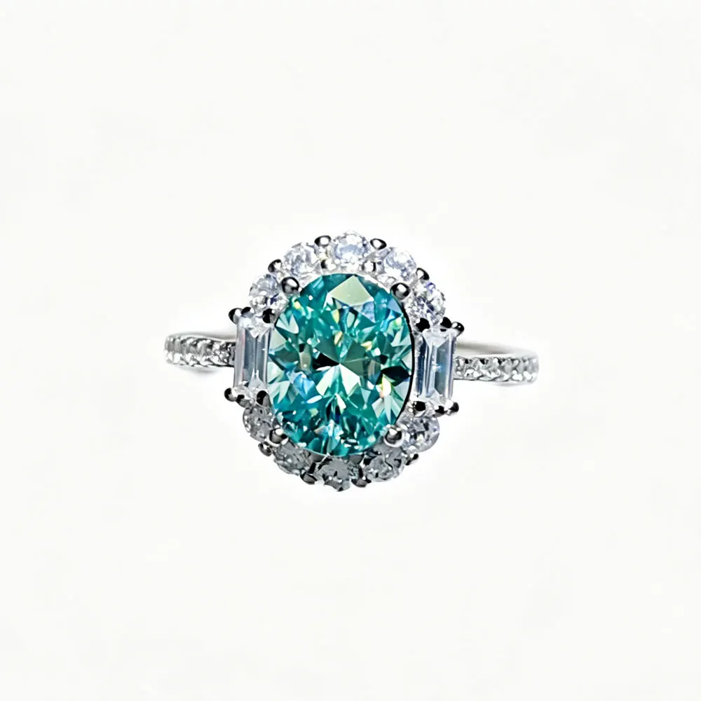 Oval Cut Paraiba Style Green Blue Moissanite Engagement Ring, 925 Silver Promise Ring Fine Jewelry Mother's Day gifts
Oval Cut Paraiba Style Green Blue Moissanite Engagement Ring, 925 Silver Promise Ring Fine Jewelry Mother's Day gifts