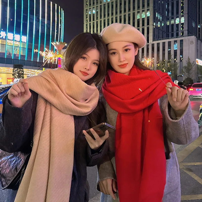 Простой женский шарф с кисточками в корейском стиле, осенне-зимний однотонный утолщенный теплый студенческий длинный ветрозащитный шрам для пар 
Простой женский шарф с кисточками в корейском стиле, осенне-зимний однотонный утолщенный теплый студенческий длинный ветрозащитный шрам для пар