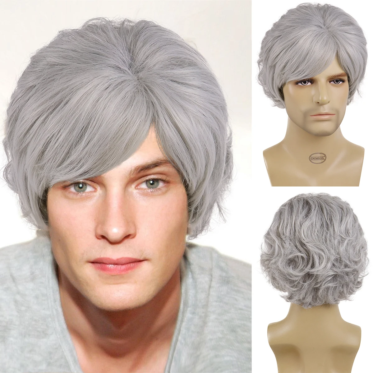 Premium Synthetic Wig with Bangs Short Curly Silver Grey Wigs for Men Hair Blanche Wig for Elder Male Cosplay Halloween Pap Wigs
Premium Synthetic Wig with Bangs Short Curly Silver Grey Wigs for Men Hair Blanche Wig for Elder Male Cosplay Halloween Pap Wigs