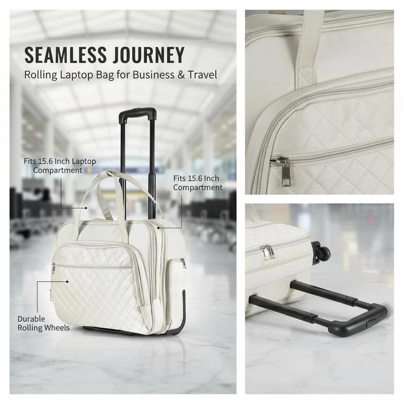 Rolling Laptop Bag, Fits Up to 15.6 Inch Laptop, Wheeled Briefcase, Roller Computer Tote Bag with 2 Fixed Wheels & Telescoping Handle, Laptop Case for Work Travel Business Office, Women Men
Rolling Laptop Bag, Fits Up to 15.6 Inch Laptop, Wheeled Briefcase, Roller Computer Tote Bag with 2 Fixed Wheels & Telescoping Handle, Laptop Case for Work Travel Business Office, Women Men