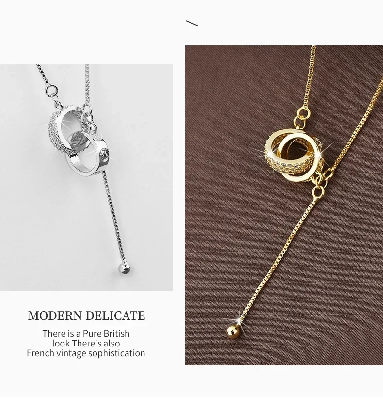 A brand-new, glittering double-ring necklace, an exquisite tassel necklace and a collarbone necklace
A brand-new, glittering double-ring necklace, an exquisite tassel necklace and a collarbone necklace