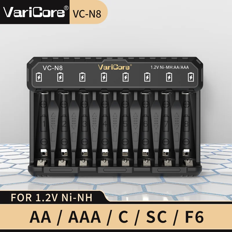 VariCore VC-N8 Automatic AA AAA Charger for Ni-MH Batteries with LED Indicator 8 Bay for Remote Control, Mouse, Keyboard, Toys
VariCore VC-N8 Automatic AA AAA Charger for Ni-MH Batteries with LED Indicator 8 Bay for Remote Control, Mouse, Keyboard, Toys