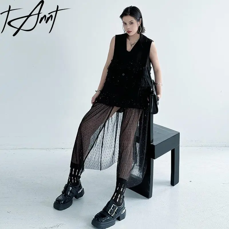 Tannt Women Coat Asymmetry Mesh Patchwork Sleeveless Black Vest Coats Irregular Fashion Loose Long Women Overcoat 2025 New
Tannt Women Coat Asymmetry Mesh Patchwork Sleeveless Black Vest Coats Irregular Fashion Loose Long Women Overcoat 2025 New