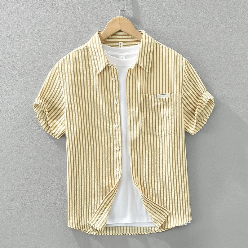 Fashion Striped Short Sleeve Shirt for Men Summer New Loose Casual Shirt Designer Clothes Men
Fashion Striped Short Sleeve Shirt for Men Summer New Loose Casual Shirt Designer Clothes Men