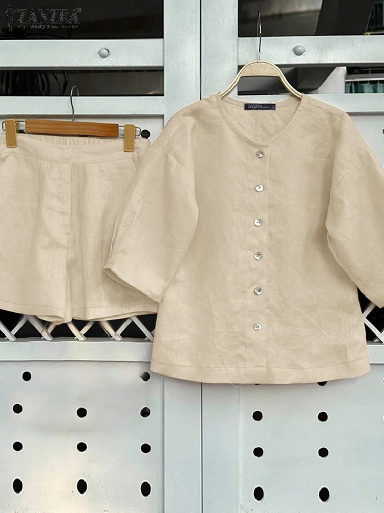 2025 ZANZEA Summer Short Sets Women Solid Matching Sets 2PCS Short Sleeve Blouse Suit Casual Cotton Outfits Tracksuit Oversize
2025 ZANZEA Summer Short Sets Women Solid Matching Sets 2PCS Short Sleeve Blouse Suit Casual Cotton Outfits Tracksuit Oversize