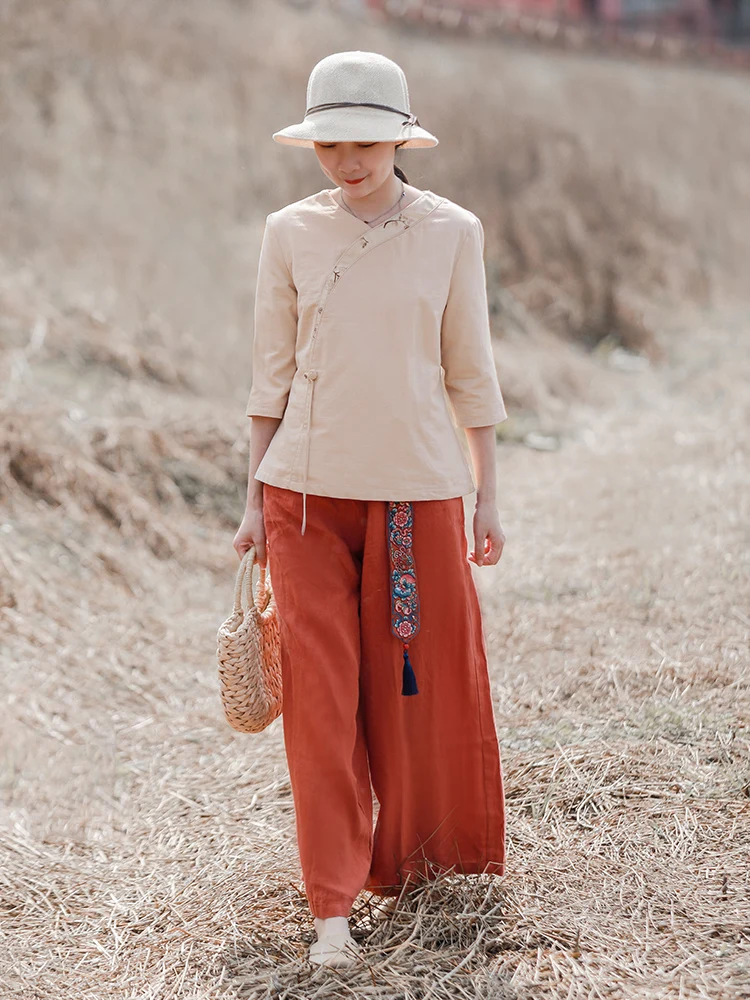 Slimming Effect Cotton irt New Chinese Sle Women's Loose Tea Ceremony Clothing Summer Faion Art Zen Loose Color Blo
Slimming Effect Cotton irt New Chinese Sle Women's Loose Tea Ceremony Clothing Summer Faion Art Zen Loose Color Blo