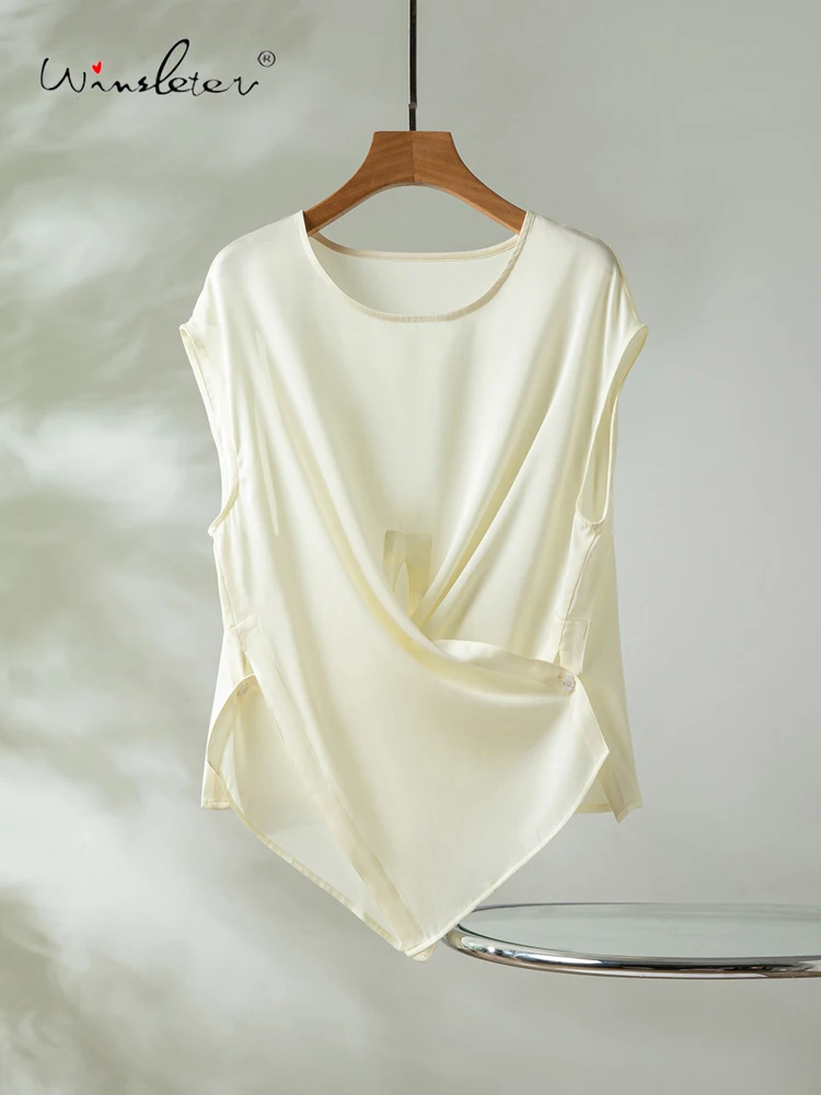 Winsleter-93%Silk 7%Spandex Elegant T-Shirt, O Neck Solid, Women Design Sense Irregular Casual Loose Top, 2026 Summer T66173CC
Winsleter-93%Silk 7%Spandex Elegant T-Shirt, O Neck Solid, Women Design Sense Irregular Casual Loose Top, 2026 Summer T66173CC