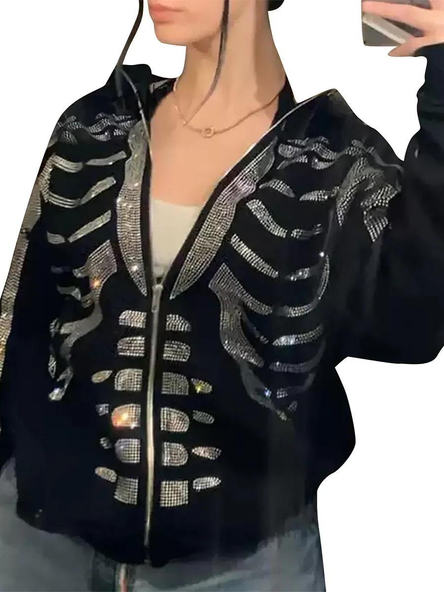 Women Halloween Y2k Full Zip Up Hoodie Long Sleeve Graphic Jacket Goth Sweatshirt E-Girl Rhinestone Streetwear
Women Halloween Y2k Full Zip Up Hoodie Long Sleeve Graphic Jacket Goth Sweatshirt E-Girl Rhinestone Streetwear