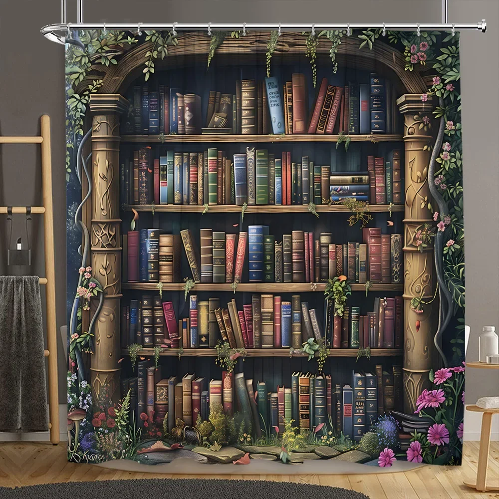 Vintage Library Shower Curtain Old Book Bookshelf Skull Halloween Candles Floral Plant Home Polyester Fabric Bathroom Decor Se
Vintage Library Shower Curtain Old Book Bookshelf Skull Halloween Candles Floral Plant Home Polyester Fabric Bathroom Decor Se