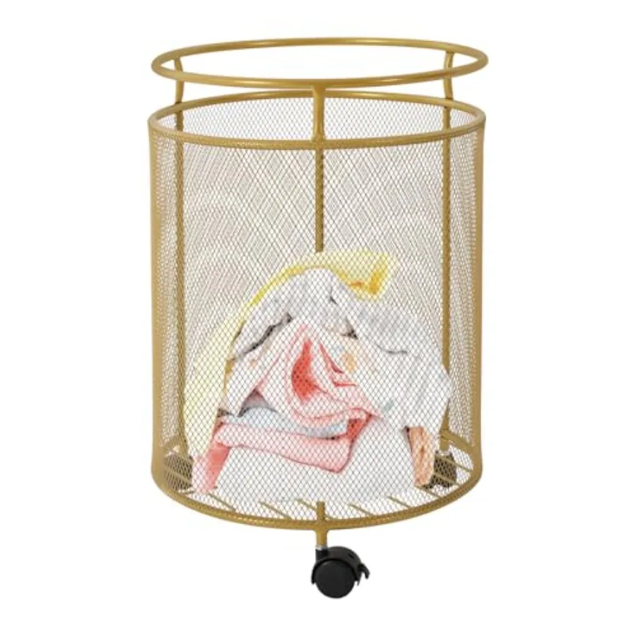Rolling Laundry Basket Cart, Metal Laundry Basket with Wheels Grid Ventilated Laundry Hamper Cart, Freestanding Round Laundry H
Rolling Laundry Basket Cart, Metal Laundry Basket with Wheels Grid Ventilated Laundry Hamper Cart, Freestanding Round Laundry H