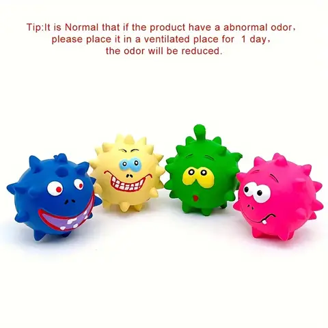 Ensemble de 4 jouets sphériques épineux couinants, matériau en latex, boules de jouets pour petits chiens, jouets à mâcher pour chiens, jouets interactifs