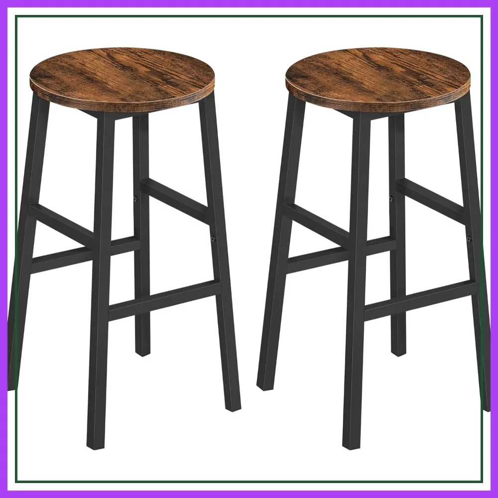 Set of 2 Round Bar Stools with Footrest, 24.4 Inch Industrial Kitchen Breakfast Bar Chairs, Easy Assembly, Rustic Brown
Set of 2 Round Bar Stools with Footrest, 24.4 Inch Industrial Kitchen Breakfast Bar Chairs, Easy Assembly, Rustic Brown