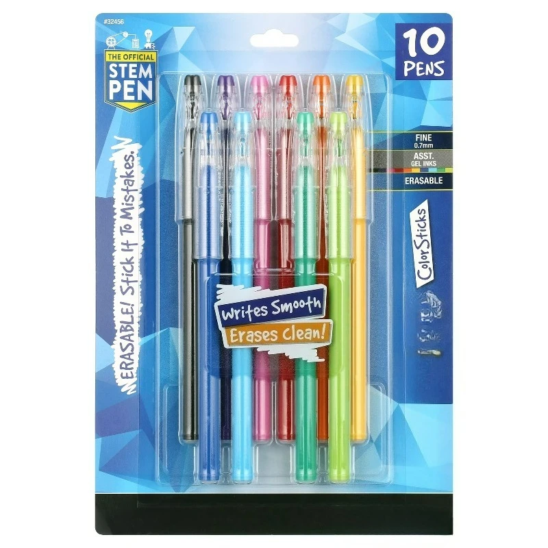 Erasable Gel Ink Pens, Fine Point, Assorted Colors, 10 Pack
Erasable Gel Ink Pens, Fine Point, Assorted Colors, 10 Pack