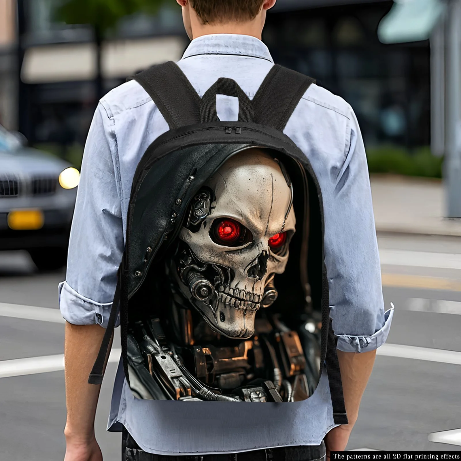Casual printed backpack, black skull pattern, adjustable shoulder strap, support hand wash design, one pack is multi-purpose
Casual printed backpack, black skull pattern, adjustable shoulder strap, support hand wash design, one pack is multi-purpose