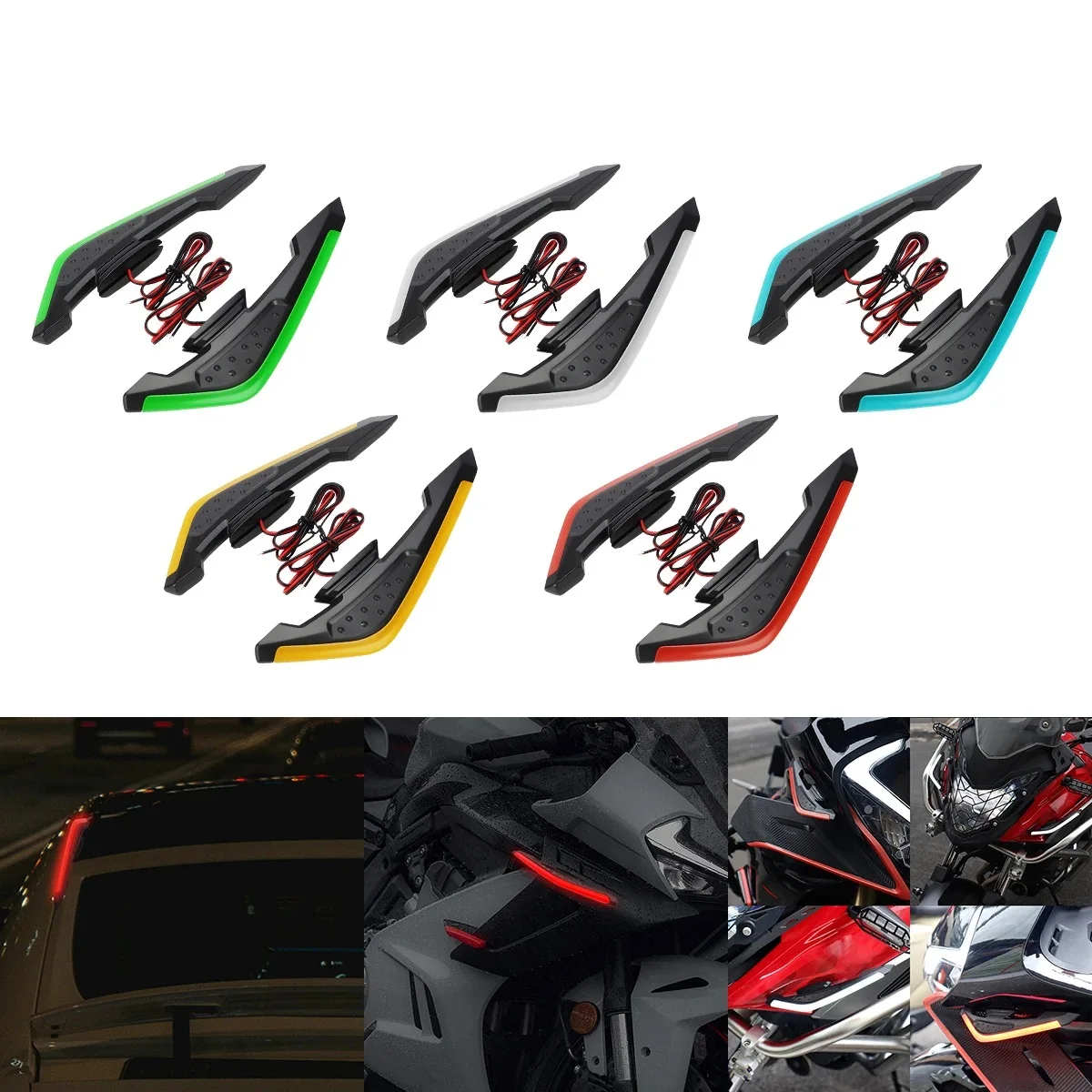 For Motorcycle 12V LED Wind Blade Spoiler Light Front Side Winglet Decorative Accessory Dual Sided Adhesive
For Motorcycle 12V LED Wind Blade Spoiler Light Front Side Winglet Decorative Accessory Dual Sided Adhesive