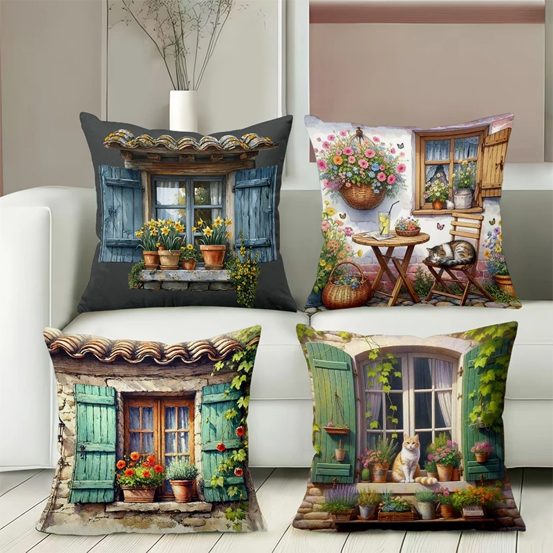 Charming Window With Flowers And Cat Pattern Pillows Polyester pillowcase, sofa decorative cushion cov Headboard Pillow
Charming Window With Flowers And Cat Pattern Pillows Polyester pillowcase, sofa decorative cushion cov Headboard Pillow