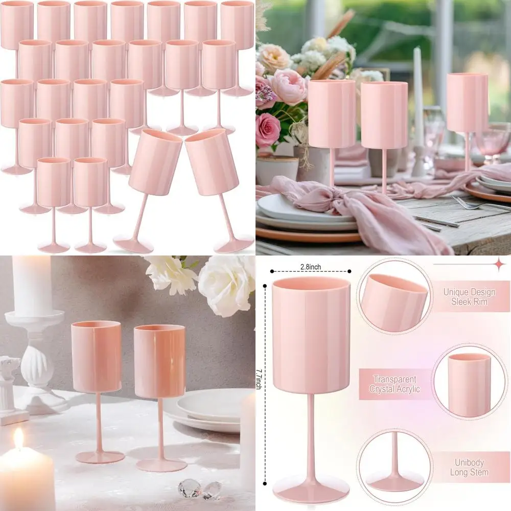 10 oz Pink Acrylic Stemmed Wine Glasses - Set of 24 for Elegant Toasting at Celebrations
10 oz Pink Acrylic Stemmed Wine Glasses - Set of 24 for Elegant Toasting at Celebrations