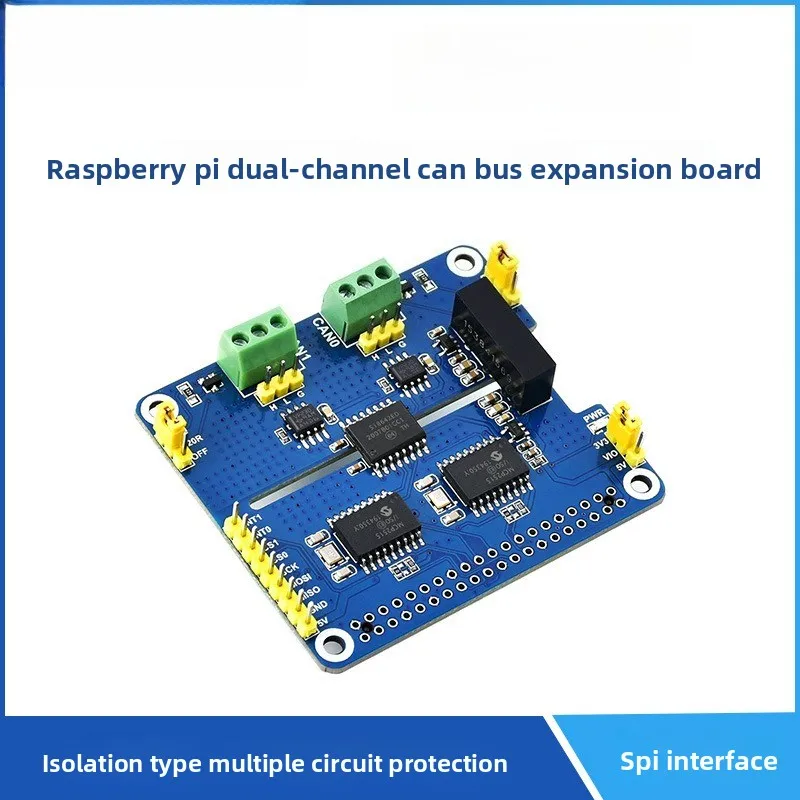 Dual-channel Isolated CAN Module for Raspberry Pi 4 Industrial-grade SPI Interface Built-in TVS Diode ESD Protection