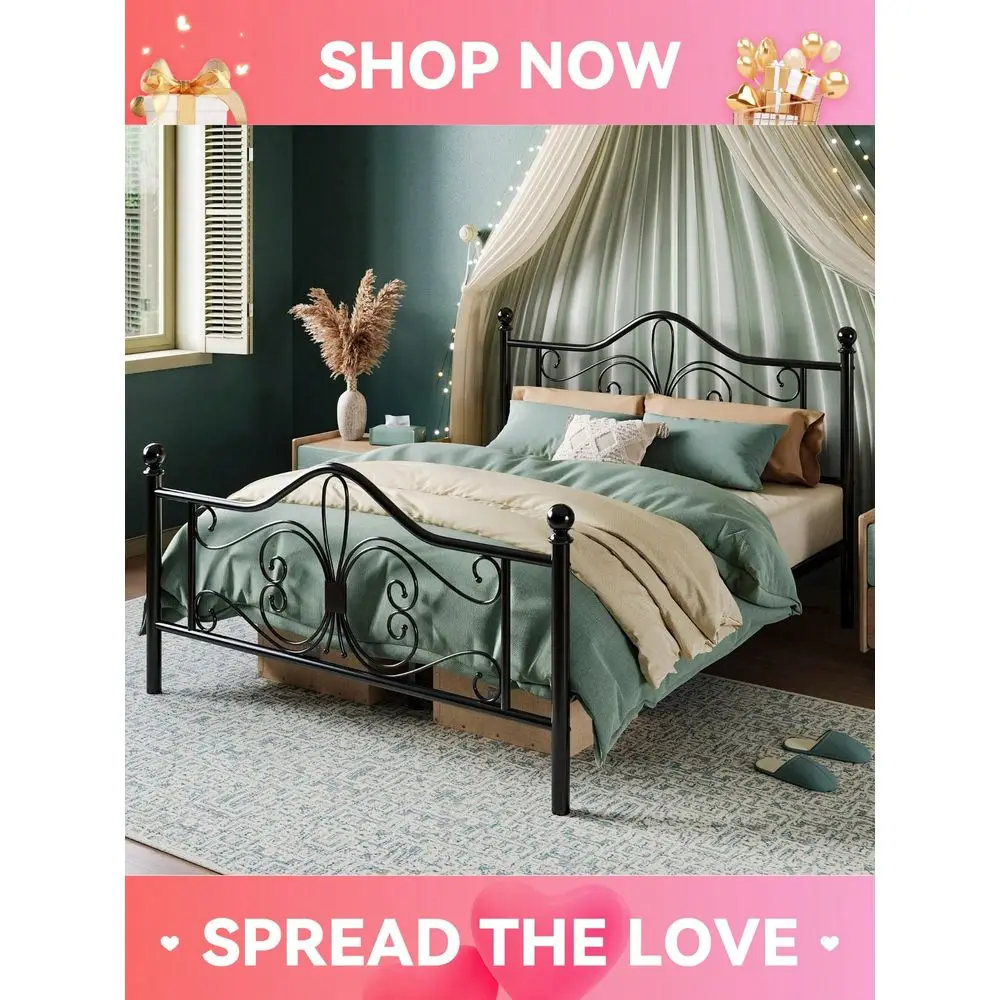 Twin Full Queen King Size Platform Bed Frame For Kids, Metal Bed Frame With Butterfly Pattern Design Headboard Footboard, No Bo
Twin Full Queen King Size Platform Bed Frame For Kids, Metal Bed Frame With Butterfly Pattern Design Headboard Footboard, No Bo