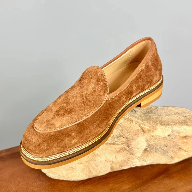 Men Casual Lightweight Round Head Thick Bottom Leather Shoes Flats Retro Shallow Mouth Slip-on Breathable Cowhide Loafers
Men Casual Lightweight Round Head Thick Bottom Leather Shoes Flats Retro Shallow Mouth Slip-on Breathable Cowhide Loafers