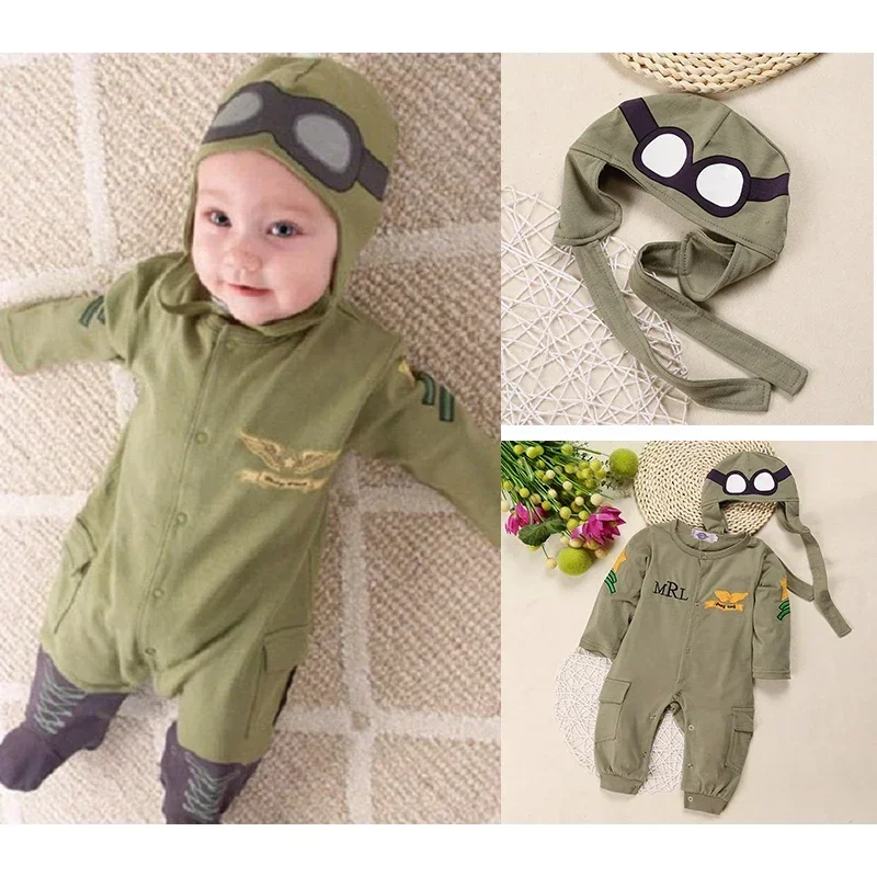 Spring Autumn Baby Rompers + Cap Boys Clothes Newborn Jumpsuits Infant Clothing Overall Aviator Costumes Green Outfits
Spring Autumn Baby Rompers + Cap Boys Clothes Newborn Jumpsuits Infant Clothing Overall Aviator Costumes Green Outfits