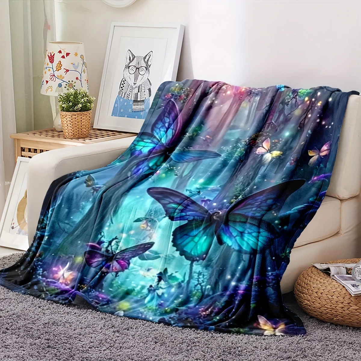 Lodge Style Space-Themed Flannel Blanket - 100% Polyester All Seasons, Geometric Butterfly Tree Print - Multi-Purpose Sofa Throw
Lodge Style Space-Themed Flannel Blanket - 100% Polyester All Seasons, Geometric Butterfly Tree Print - Multi-Purpose Sofa Throw