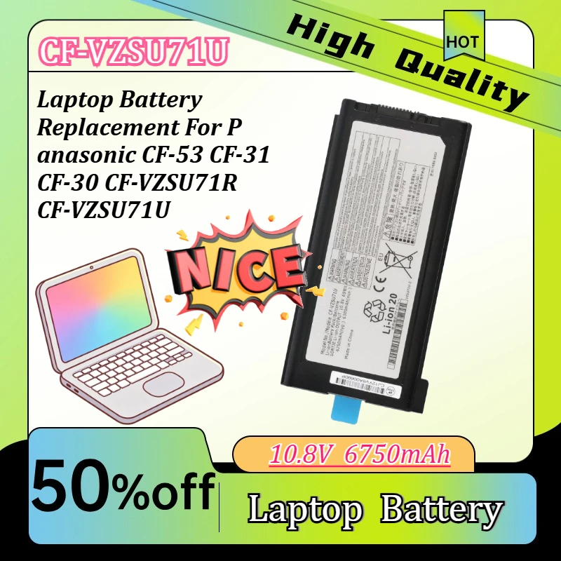 Laptop Battery Replacement Compatible with P anasonic CF-53 CF-31 CF-30 CF-VZSU71R CF-VZSU71U 10.8V 6750mAh
Laptop Battery Replacement Compatible with P anasonic CF-53 CF-31 CF-30 CF-VZSU71R CF-VZSU71U 10.8V 6750mAh
