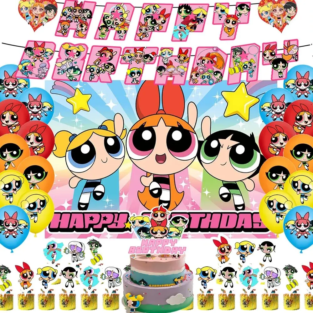 The Powerpuff Girls Birthday Party Decoration Background Big-eyed cute kid Backdrop Balloon Banner Baby Shower Kid Gift Supplies
The Powerpuff Girls Birthday Party Decoration Background Big-eyed cute kid Backdrop Balloon Banner Baby Shower Kid Gift Supplies