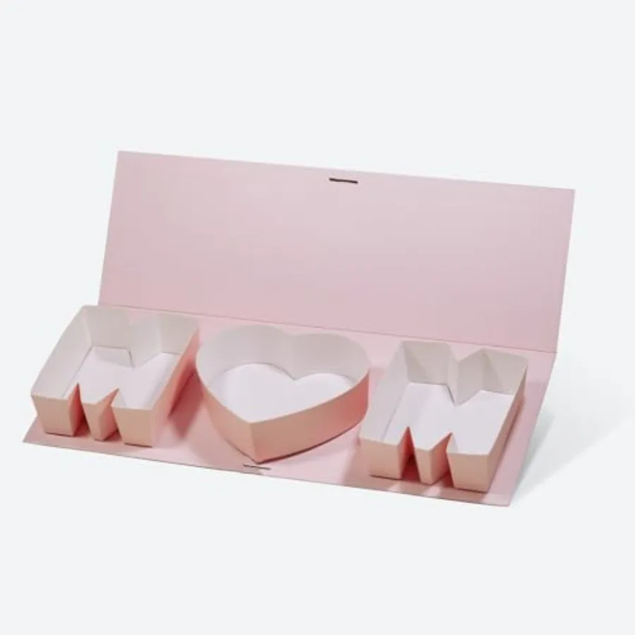 Mother's Day gift packaging: pink cardboard letter-shaped fillable boxes, 17.3x6x2, set of 6, pink/red/white color scheme, crea
Mother's Day gift packaging: pink cardboard letter-shaped fillable boxes, 17.3x6x2, set of 6, pink/red/white color scheme, crea