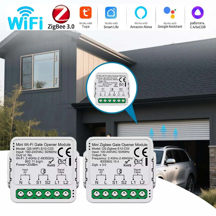 Tuya WiFi Zigbee умный модуль контроллера открывания гаражных ворот приложение Smart Life работает с Alexa Google Assistant Alice голосовое управление
Tuya WiFi Zigbee умный модуль контроллера открывания гаражных ворот приложение Smart Life работает с Alexa Google Assistant Alice голосовое управление
