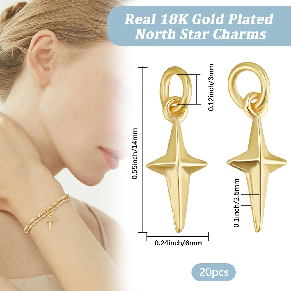 20Pcs Brass Charms with Jump Ring Cadmium Free Lead Free Star Real 18K Gold Plated 14x6x2.5mm Hole: 3mm
20Pcs Brass Charms with Jump Ring Cadmium Free Lead Free Star Real 18K Gold Plated 14x6x2.5mm Hole: 3mm