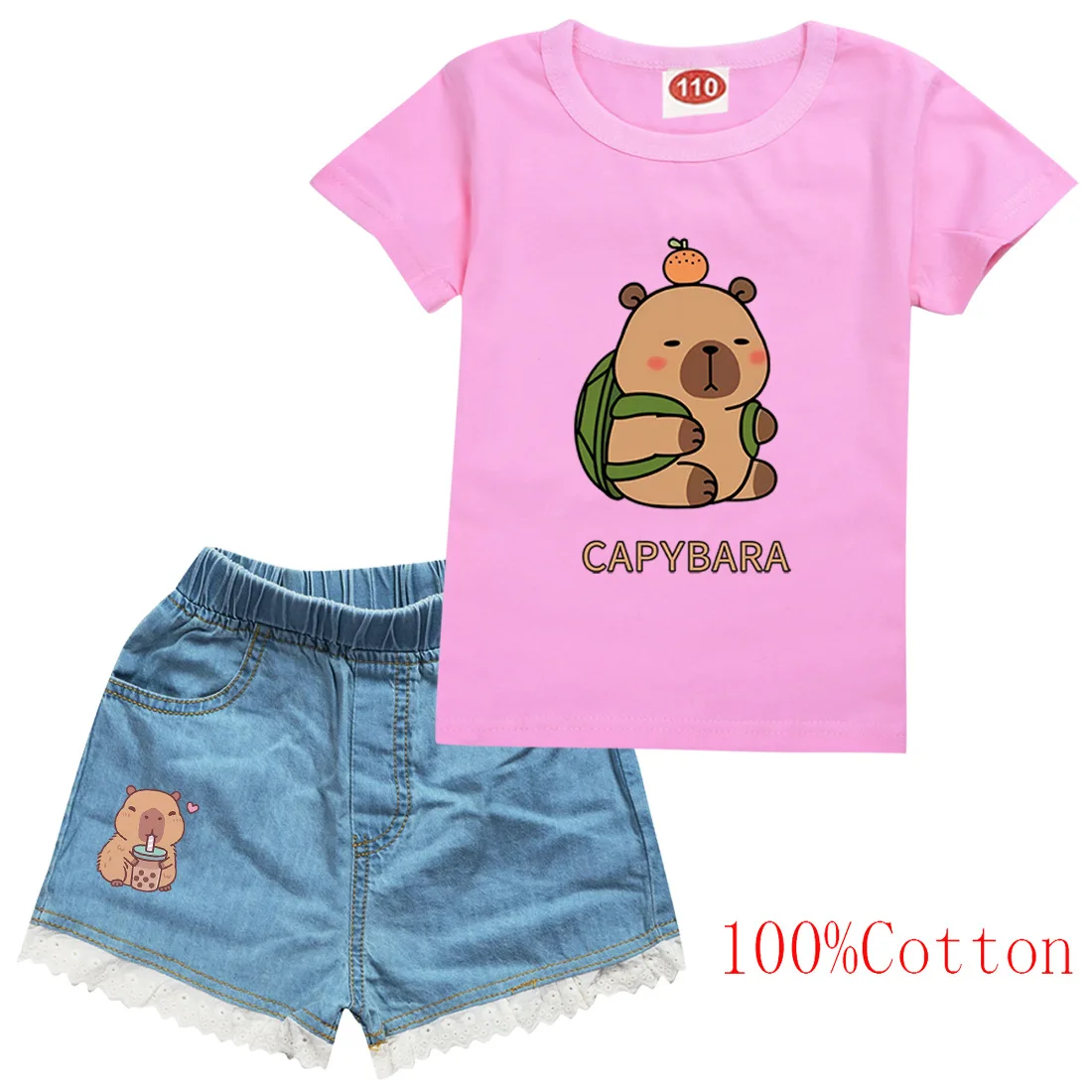 New Lovely Capybara Clothes Kids 2025 Summer Baby Girls Short Sleeve Tops Jeans Shorts 2pcs Sets Boys Tracksuit Children's Sets
New Lovely Capybara Clothes Kids 2025 Summer Baby Girls Short Sleeve Tops Jeans Shorts 2pcs Sets Boys Tracksuit Children's Sets