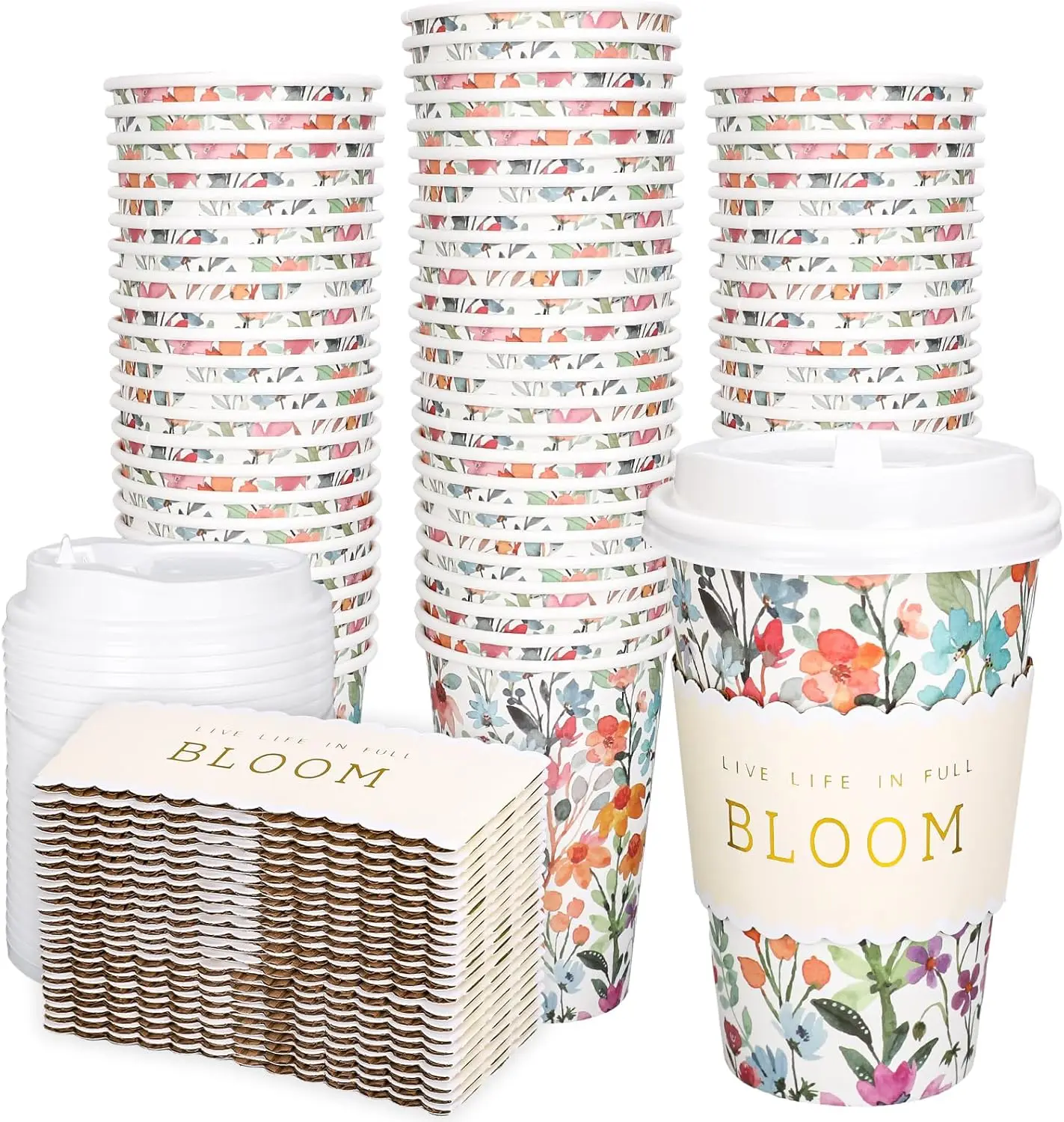 50 Pcs Spring Wildflower Disposable Coffee Cups with Lids and Sleeves Watercolor Spring Floral Bloom Paper Drinking Cups
50 Pcs Spring Wildflower Disposable Coffee Cups with Lids and Sleeves Watercolor Spring Floral Bloom Paper Drinking Cups