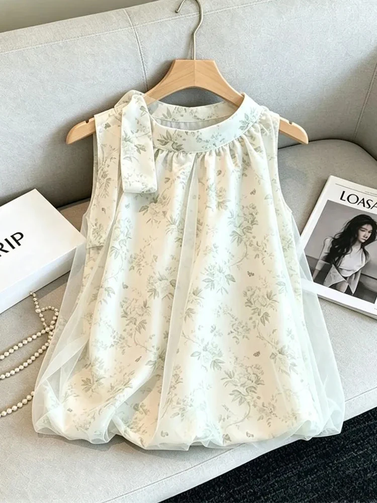 Chic Chiffon Floral Tanks Women Loose Sweet Elegant Fashion Tanks Summer Casual French Ins Sleeveless Lace Up Female Cute Tops
Chic Chiffon Floral Tanks Women Loose Sweet Elegant Fashion Tanks Summer Casual French Ins Sleeveless Lace Up Female Cute Tops