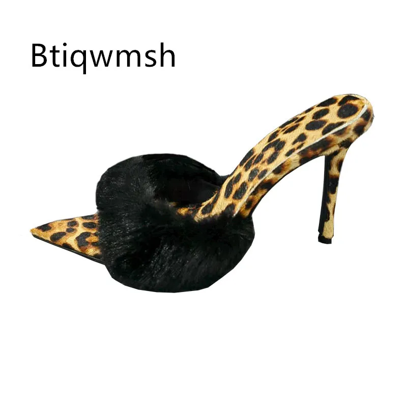 Leopard Horsehair Fur Slippers Woman Open Toe Slingback High Heel Mullers Lady Sexy Party Shoes
Leopard Horsehair Fur Slippers Woman Open Toe Slingback High Heel Mullers Lady Sexy Party Shoes
